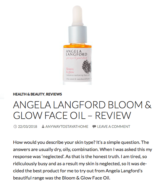 bloom and glow nourishing face oil recommended by Any Way To Stay At Home